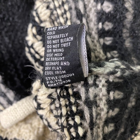 Cliche Couture Wool Blend Chunky Cable Knit Poncho Cream Gray Black - Picture 5 of 9